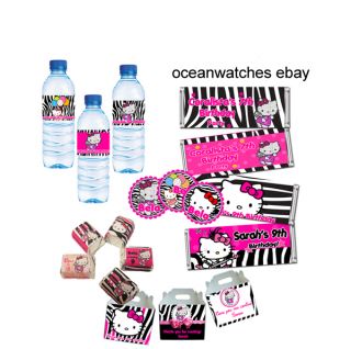 Personalized Hello Kitty Zebra Girls Birthday Invitations Party Favors Supplies