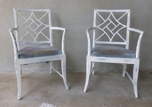 Fabulous Mid Century Chinese Chippendale Arm Chairs Like McGuire