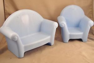 Little Tikes Blue Couch and Chair Barbie Doll Size Nice