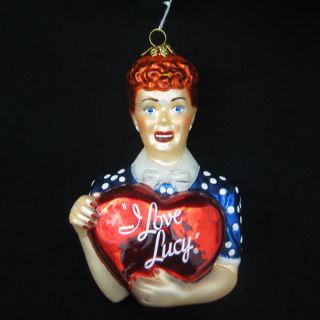 Kurt Adler 4" Polonaise I Love Lucy Red Heart Glass Christmas Ornament AP1694LU