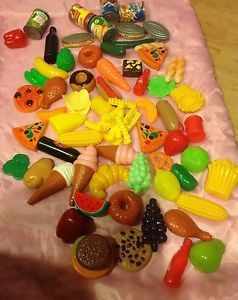 80 PC Kitchen Chef Pantry Toy Play Pretend Set Plastic Food Playset Kid Children
