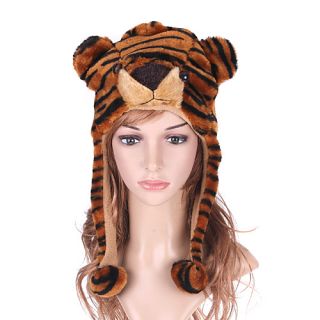Cartoon Animal Cute Fluffy Tiger Plush Hat Cap