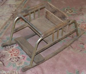 Vintage Teeter Totter Wooden Children's Nursery Rocking Chair Rocker Seat