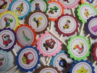 Super Mario Brothers Birthday Party or Baby Shower Cupcake Toppers 24ct Fun