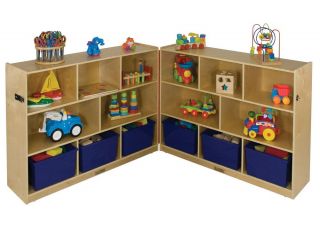 Kids Preschool Daycare Toys Books 30" Birch Fold and Lockable 5 Storage Cabinet