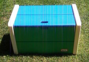 Little Tikes Blue Green White Child Size Toy Box and Lid