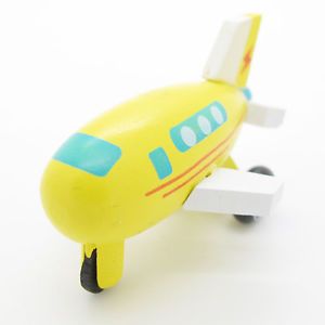 New Yellow Red Blue Hand Made Wooden Wood Mini Airplane Baby Kids Toys
