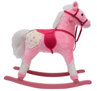 New Plush Kids Toy Rocking Horse Pink Girls Pony Rocker w Neighing Sounds