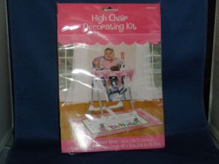 Baby Girl First Birthday Party Supplies High Chair Decorations Kit Pink 1st