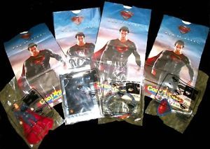 Wendy's Kid's Meal Superman Man of Steel Complete Set of 4 Toys and Bags Mint