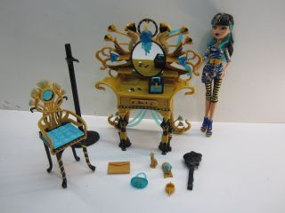 Monster High Cleo de Nile Doll Vanity Desk Chair Accessory Set Lot