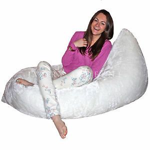 Large Fur Pillow Mattress Lounger Bean Bag White Plush Soft TV Chair New Beanbag