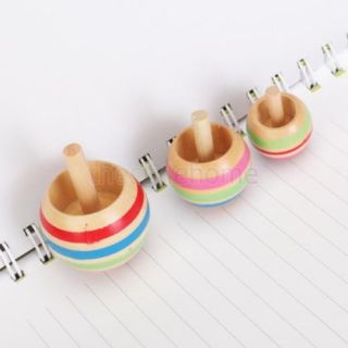 3pcs Wooden Colorful Cool Funny Spinning Top Kids Toy 3 Sizes Can Spin Two Sides