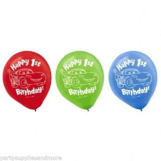 Cars 1st Birthday Party Latex Balloons 6 Ct Birthday Party Supplies 12"