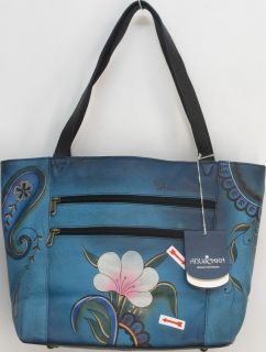 Anuschka Sz Large Leather Tote Bag Denim Paisley Floral New 2nd