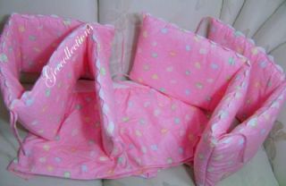 Maggi B Pink Lace Trim 2 Piece Crib Bumper Pad Cribskirt Bed Ruffles New