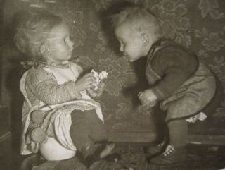 Vintage Children Kids Boy Girl Emotions Pot Toy Chamberpot Funny Old Photo