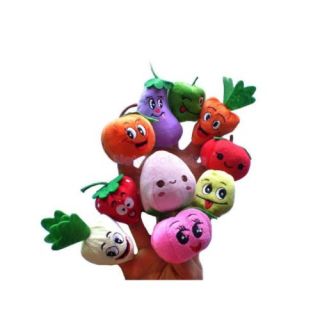 12 Animals Chinese Zodiac 10pcs Vegetables Finger Puppets Plush Toys for Kids