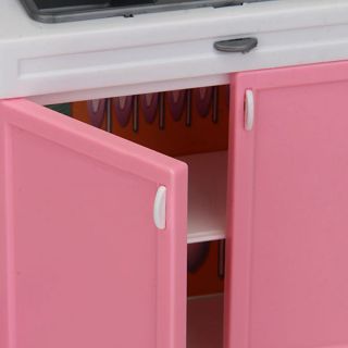 Kids Kitchen Pretend Play Cook Cooking Set Cabinet Stove Toys Pink H