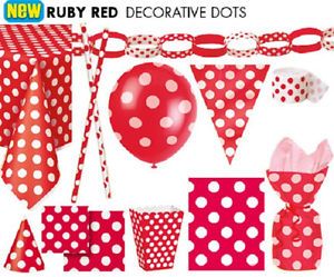 Red Polka Dots Party Supplies Decorations Birthday Baby Graduation Any Occasion