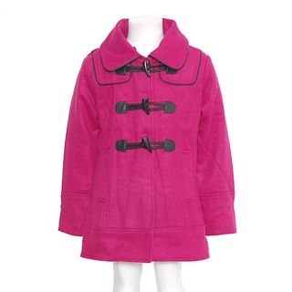 Girls Pink Hooded Wool Toggle Fall Winter Coat Jacket Little Girl 5 6