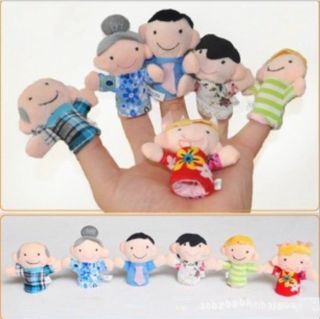 Family Finger Puppets People 6pcs Story Props Kids Baby Plush Activity Toy