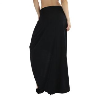 Women's Flowy High Low Asymmetrical Long Fold Over Soft Knit Maxi Skirt