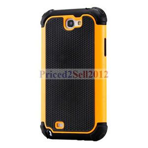 Heavy Duty Hybrid Rugged Hard Case Cover Samsung Galaxy Note 2 II N7100 Orange