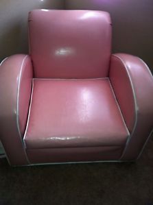2 Matching Pink Art Deco Club Chairs