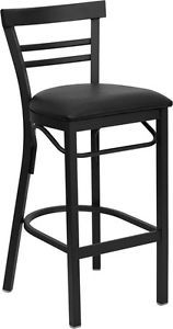 Best Metal Bar Stool Ladder V2 Back Heavy Duty Chair Kitchen Restaurant Blk Seat