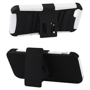 Apple iPhone 5 Case Black Rhino Hybrid Holster Case Belt Clip Kickstand White