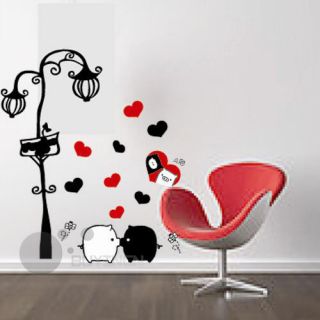 Romantic Lover Black White Pig Wall Sticker Decal Art DIY Home Decor Mural Paper