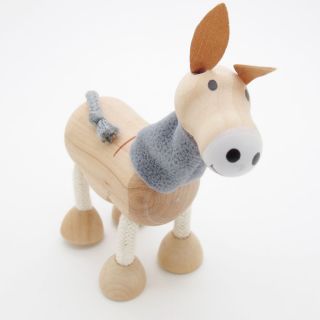 3D Portable Wooden  Animals Wood Figures Baby Kids Toys Donkey