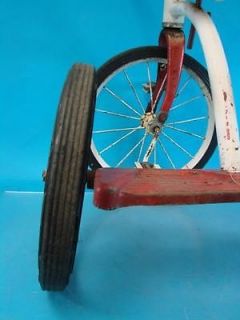 Vtg 1950's 16" Front Tire Kids Tricycle Trike Bike Ride on Pedal Toy Red White