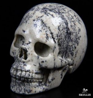 Chinese Painting Stone Carved Crystal Skull Realistic Crystal Healing