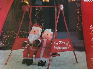 Santa Mrs Claus Porch Swing Animated Motion Outdoor Christmas Decoration Light