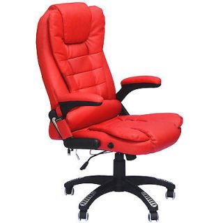 Executive Ergonomic Heated Vibrating Computer Desk Office Massage Chair Red