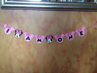 Minnie Mouse Happy Birthday Banner I Am One High Chair Banner Mickey Mouse Club