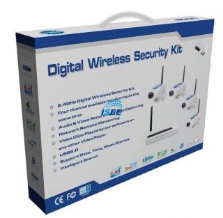 4CH Wireless Digital Camera Security System PC Monitor WiFi CCTV Cam Receiver