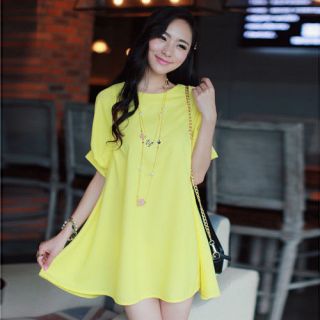 Hot New Summer Woman Korean Loose Bubble Sleeve Candy Elegant Sweet Comfy Dress