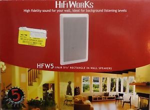 New HiFi Works HFW5 Rectangle in Wall Surround Sound Speakers Pair White