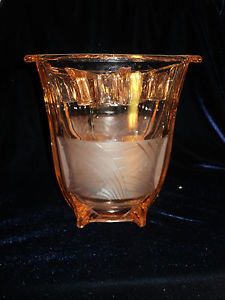 Vintage Sowerby Art Deco Glass Flower Frog Vase Arrangement Bowl Ice Bucket
