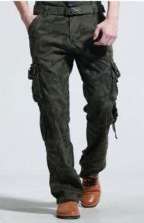 Men's Cotton Combat Pockets Utility Casual Cargo Pants Work Trousers Camouflage