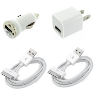 USB AC Home Wall Car Charger Data Cable for iPhone 4S 4 4G 3GS 3G 2G iPod Touch