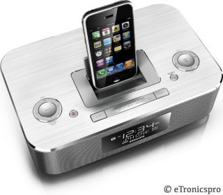 Philips Apple iPod iPhone Dock Speaker Alarm Clock Radio 3G 3GS 4 4S w Remote