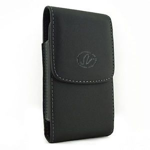 Apple iPhone 5 Black Vertical Leather Pouch Belt Clip Holster Swivel Case Cover