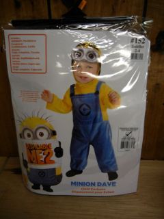 Minion Dave Despicable Me 2 Halloween Costume Toddler Boys Size 2T 4T