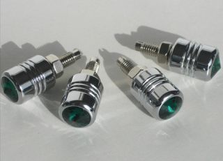 4 Chrome Billet Green Swarovski Crystal License Plate Frame Screws Tag Bolts