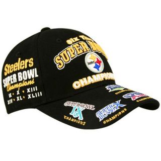 Pittsburgh Steelers Black 6 Time Super Bowl Champions Adjustable Hat