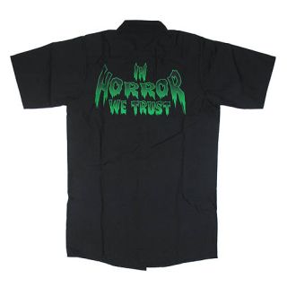 Psychobilly Gothic Punk Kreepsville 666 Lime Horror Cadet Mens Black Work Shirt